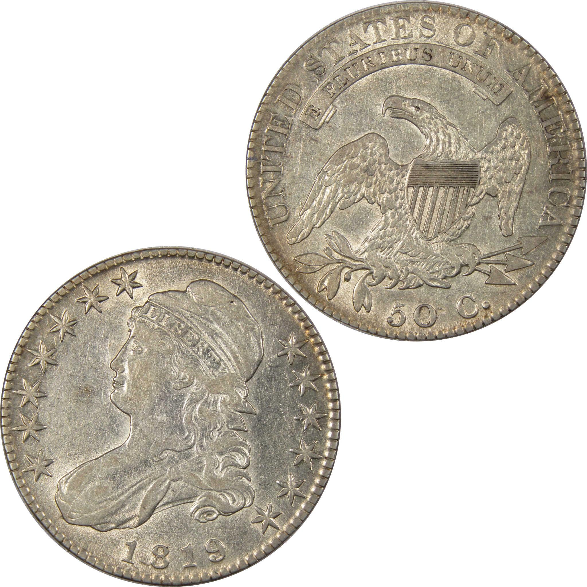 1819 Capped Bust Half Dollar XF/AU Details 89.24% Silver SKU:IPC7251