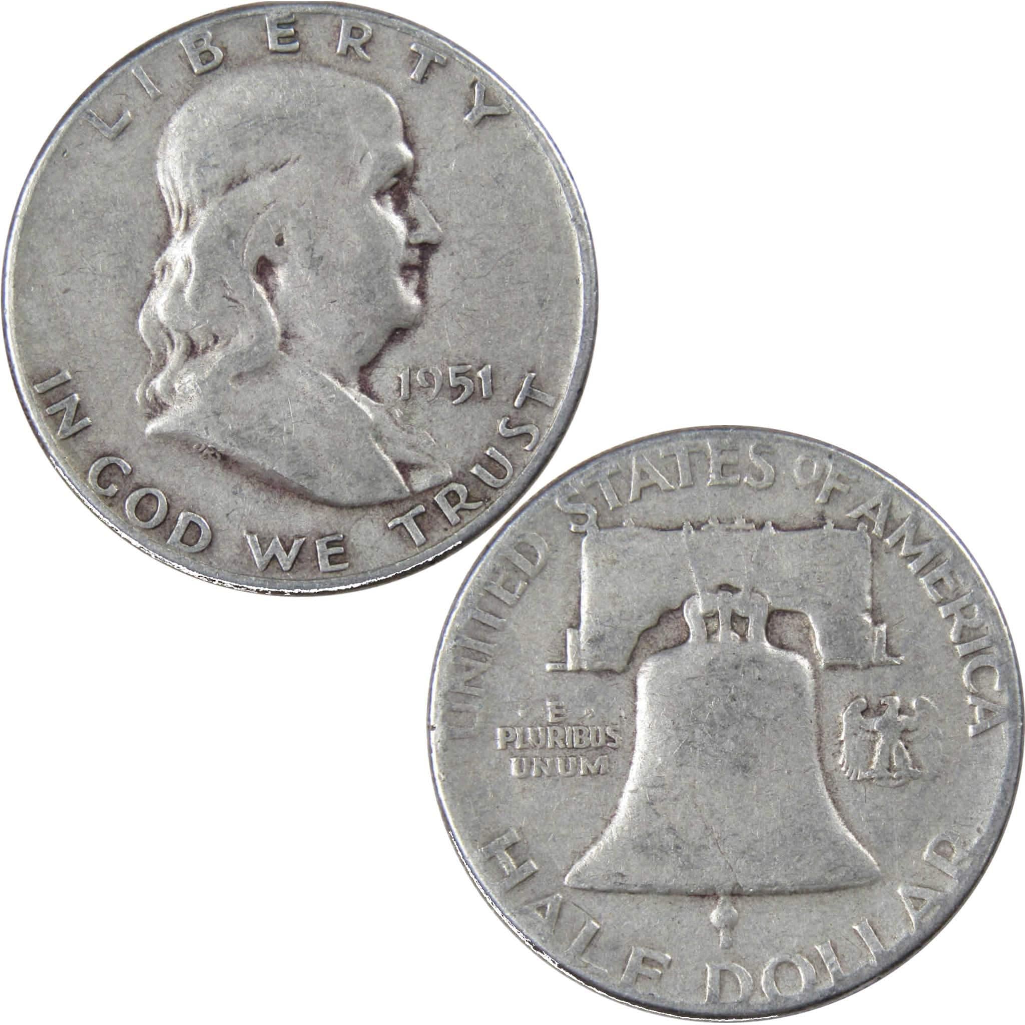 1951 Franklin Half Dollar G Good 90% Silver 50c US Coin Collectible
