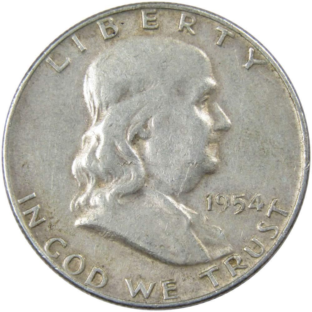 1954 D Franklin Half Dollar VF Very Fine 90% Silver 50c US Coin Collectible