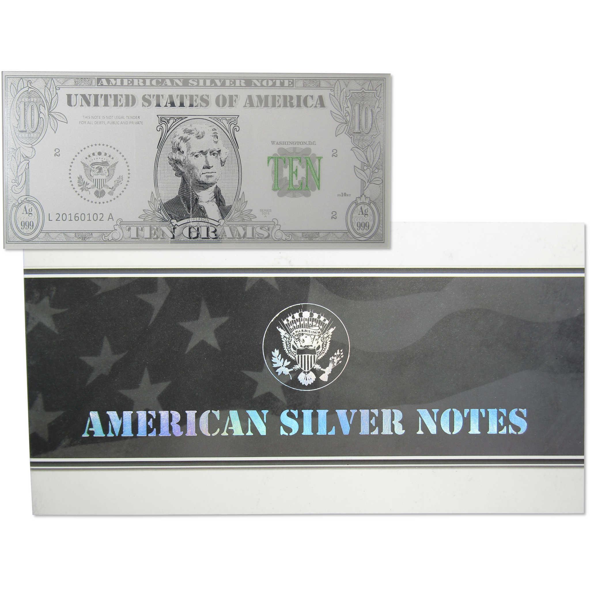 Thomas Jefferson 10g .999 Silver Proof American Bank Note Bar Collectible