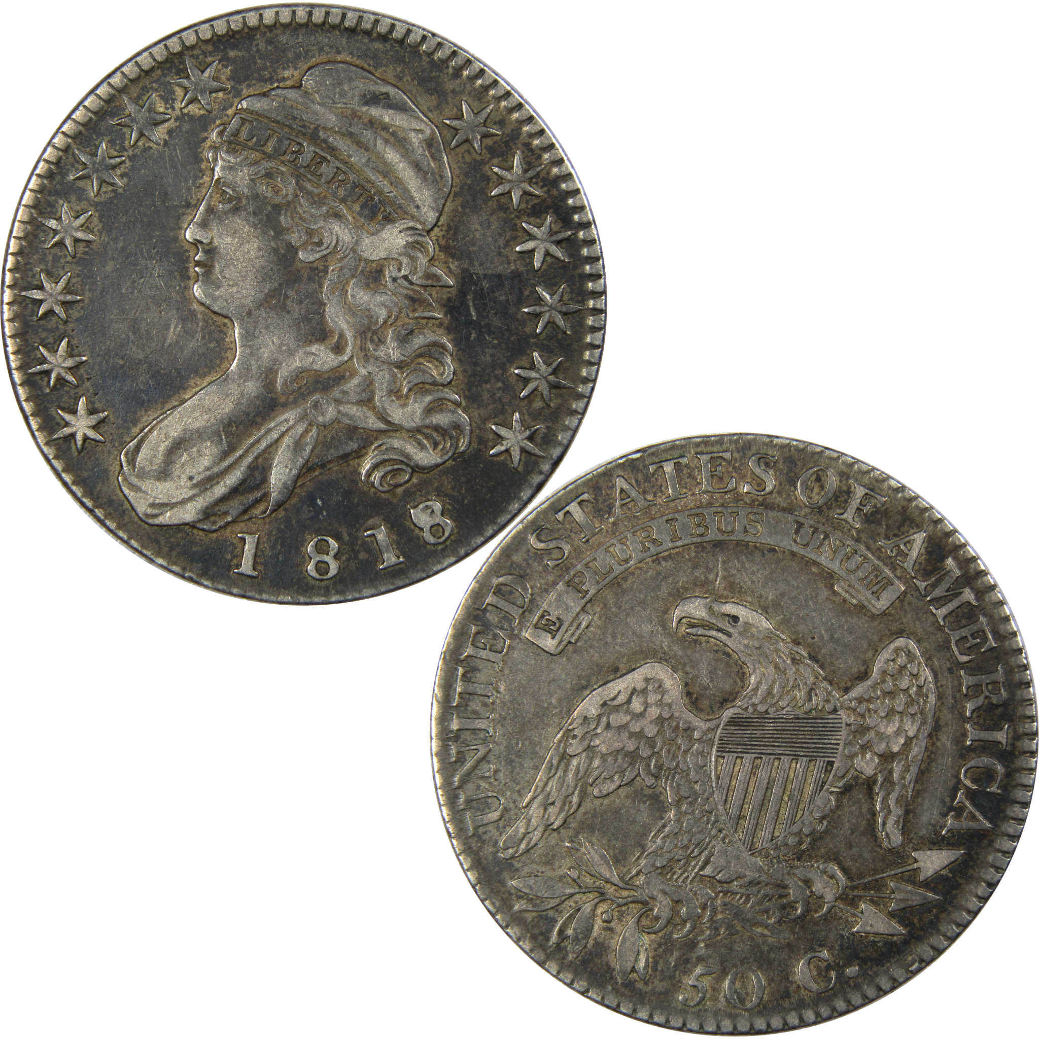 1818/7 Small 8 Capped Bust Half Dollar XF Extremely Fine SKU:IPC9825