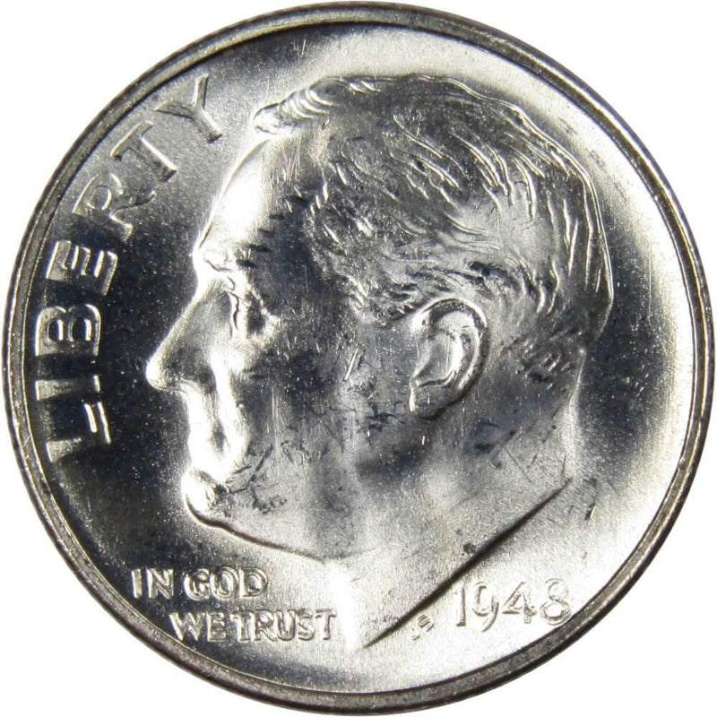 1948 S Roosevelt Dime BU Uncirculated Mint State 90% Silver 10c US Coin - Roosevelt coin - Profile Coins &amp; Collectibles