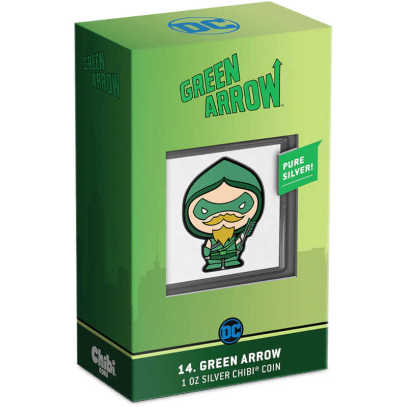 DC Comics Green Arrow Chibi Fine Silver Proof 2022 Niue COA SKU:OPC16