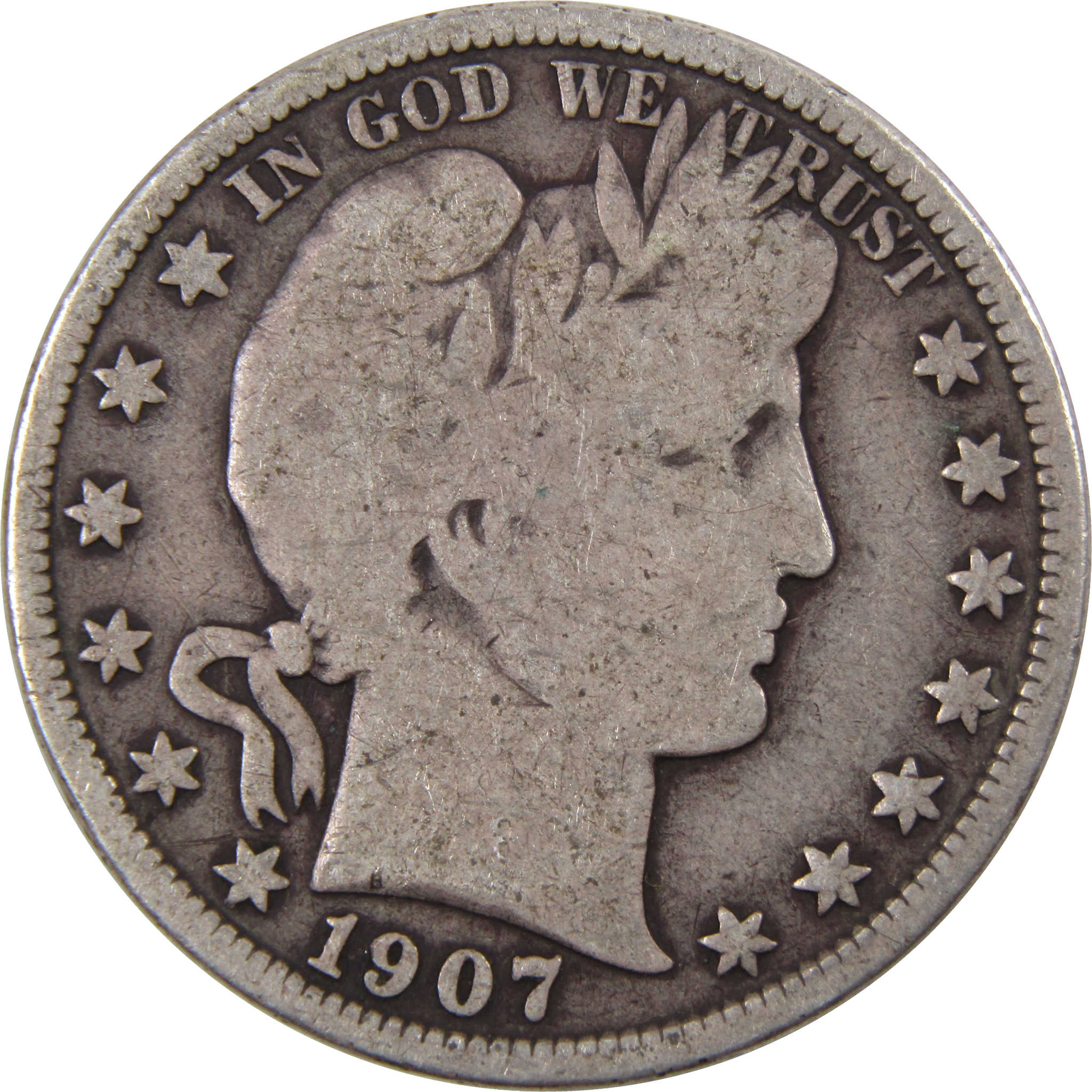 1907 D Barber Half Dollar VG Very Good 90% Silver 50c SKU:I3402