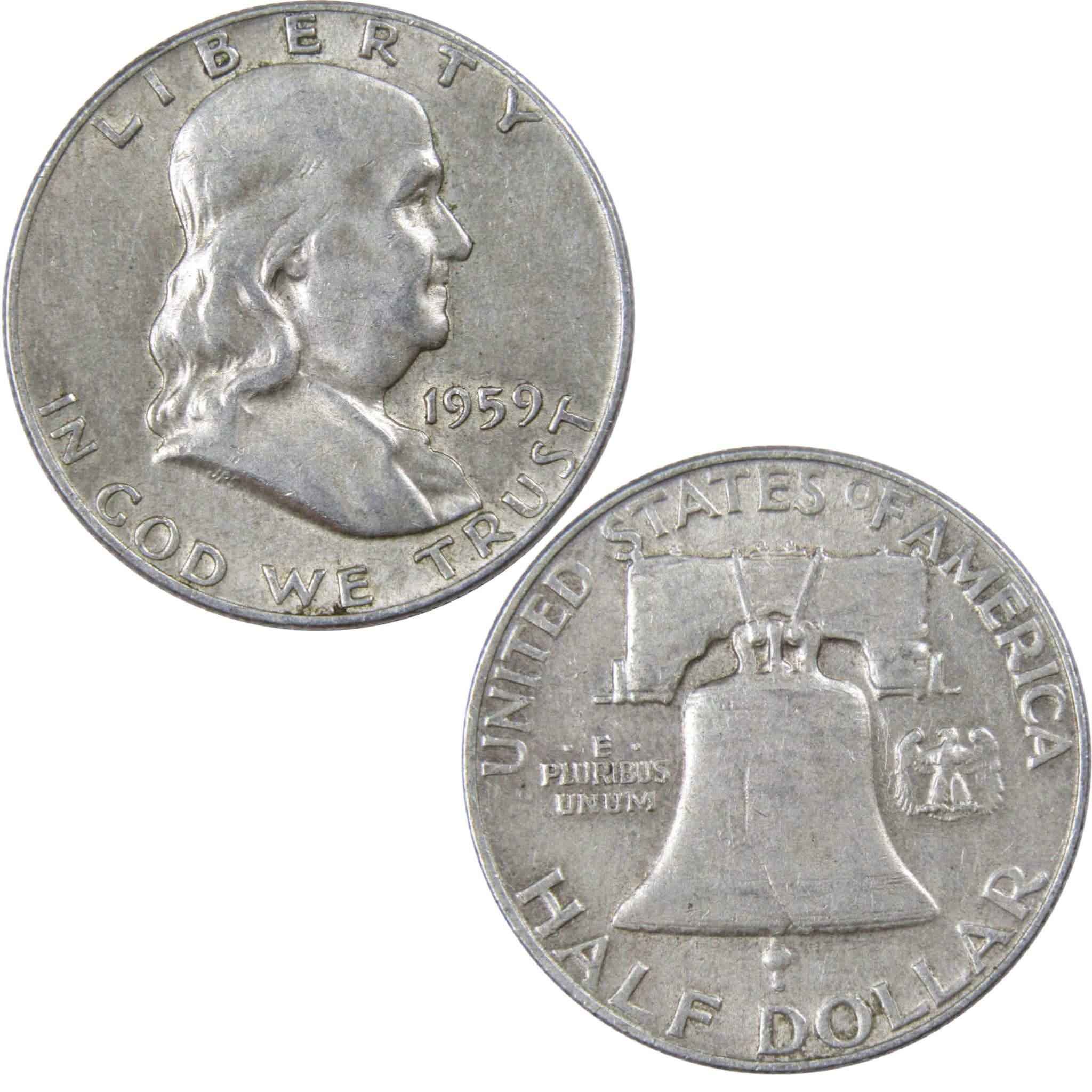 1959 Franklin Half Dollar XF EF Extremely Fine 90% Silver 50c US Coin