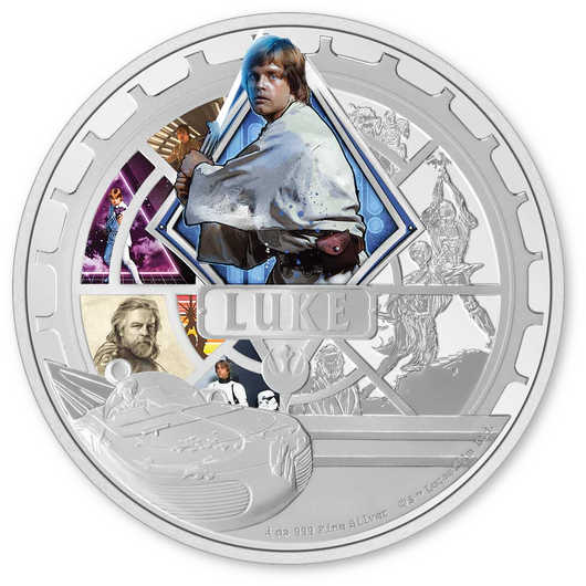 Star Wars Luke Skywalker 3 oz .999 Silver $10 Proof COA SKU:OPC100