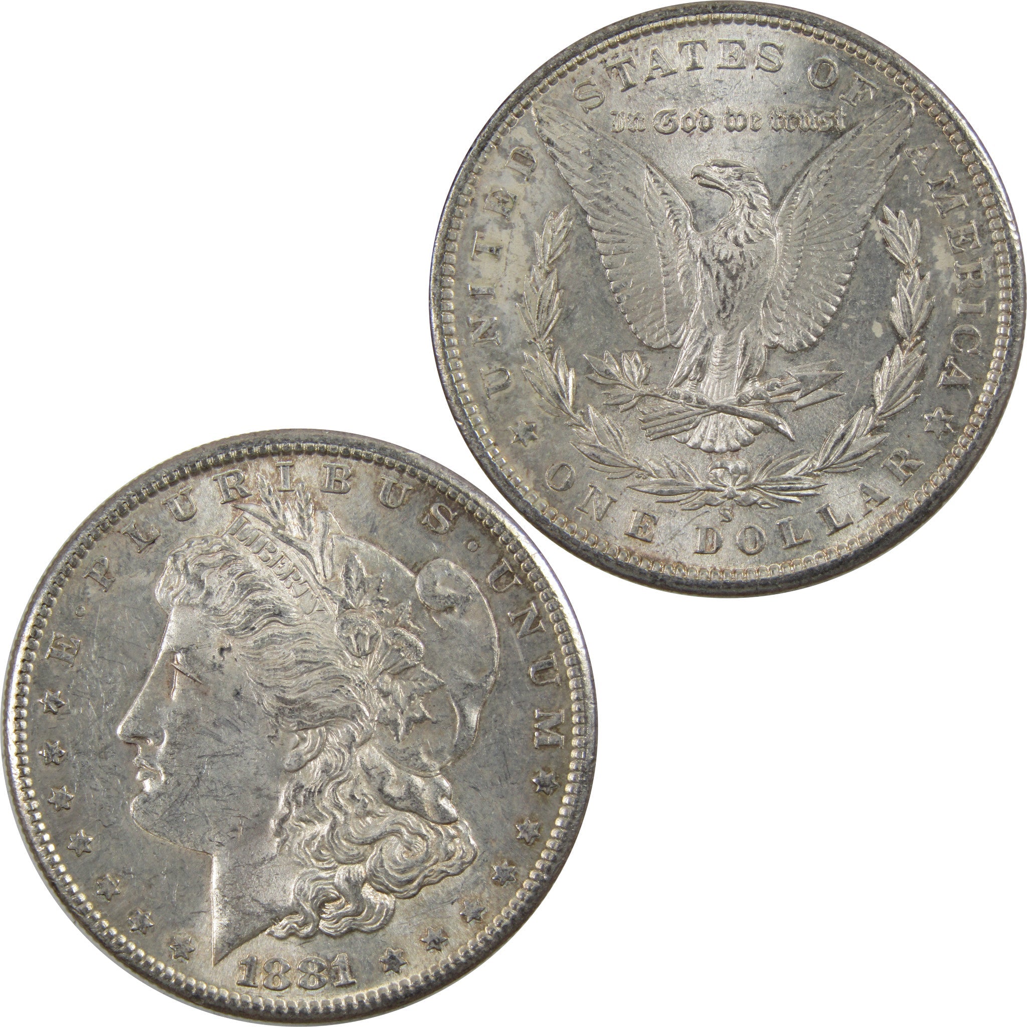 1881 S Morgan Dollar AU About Uncirculated 90% Silver $1 SKU:I5470 - Morgan coin - Morgan silver dollar - Morgan silver dollar for sale - Profile Coins &amp; Collectibles