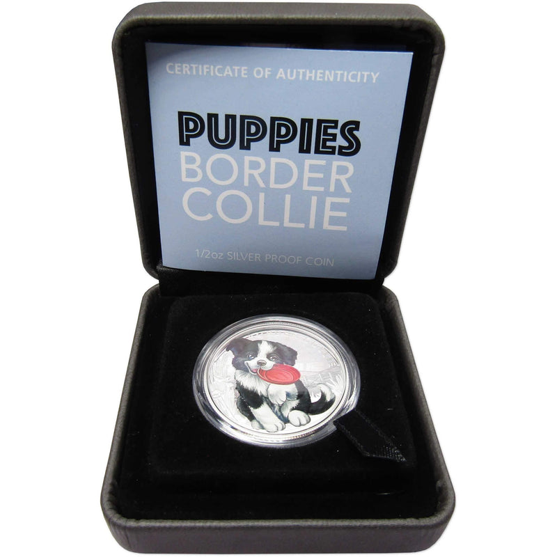 2018 Tuvalu 50c Puppies Border Collie 1/2 oz .9999 Silver Proof Coin - Profile Coins & Collectibles 