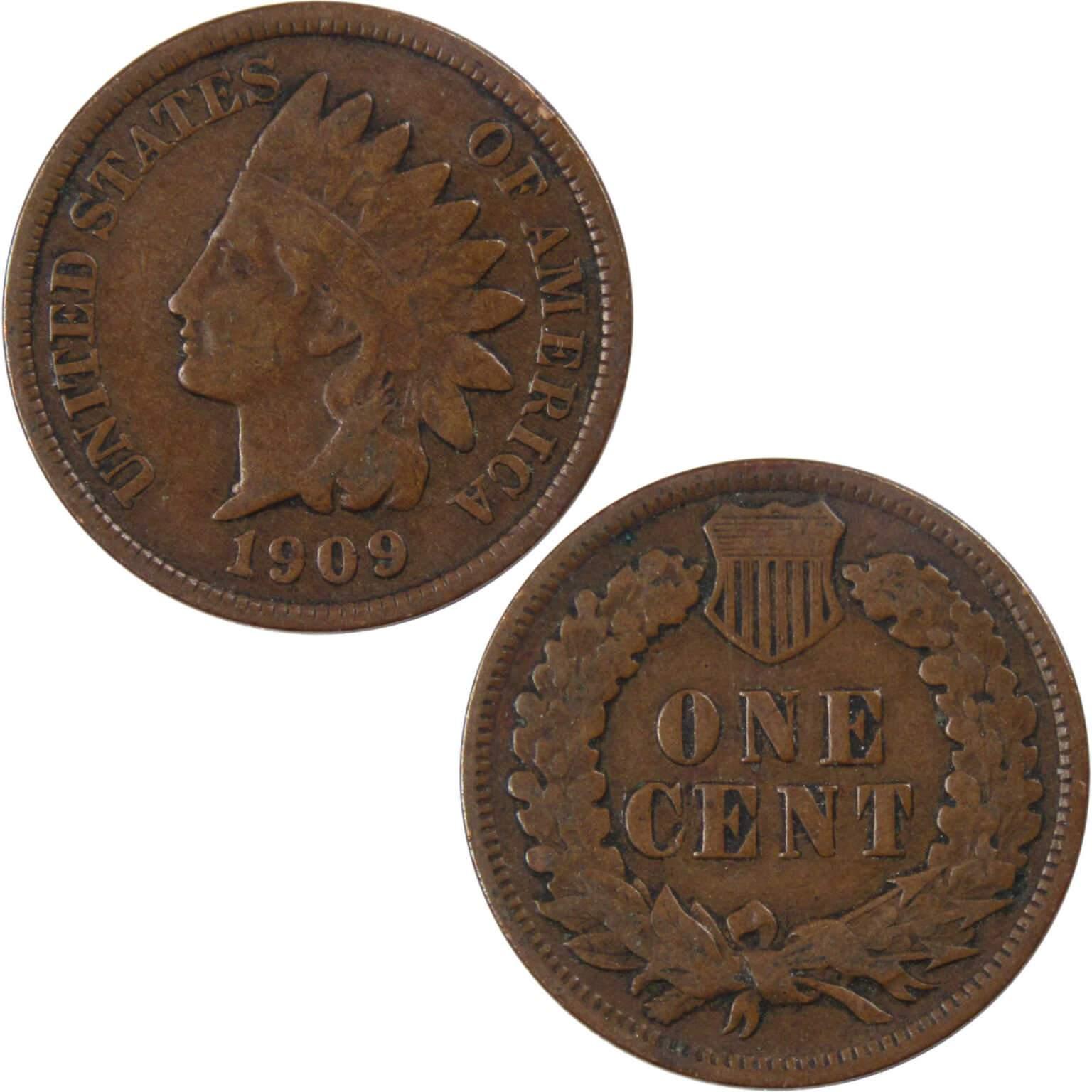 1909 Indian Head Cent G Good Bronze Penny 1c Coin Collectible