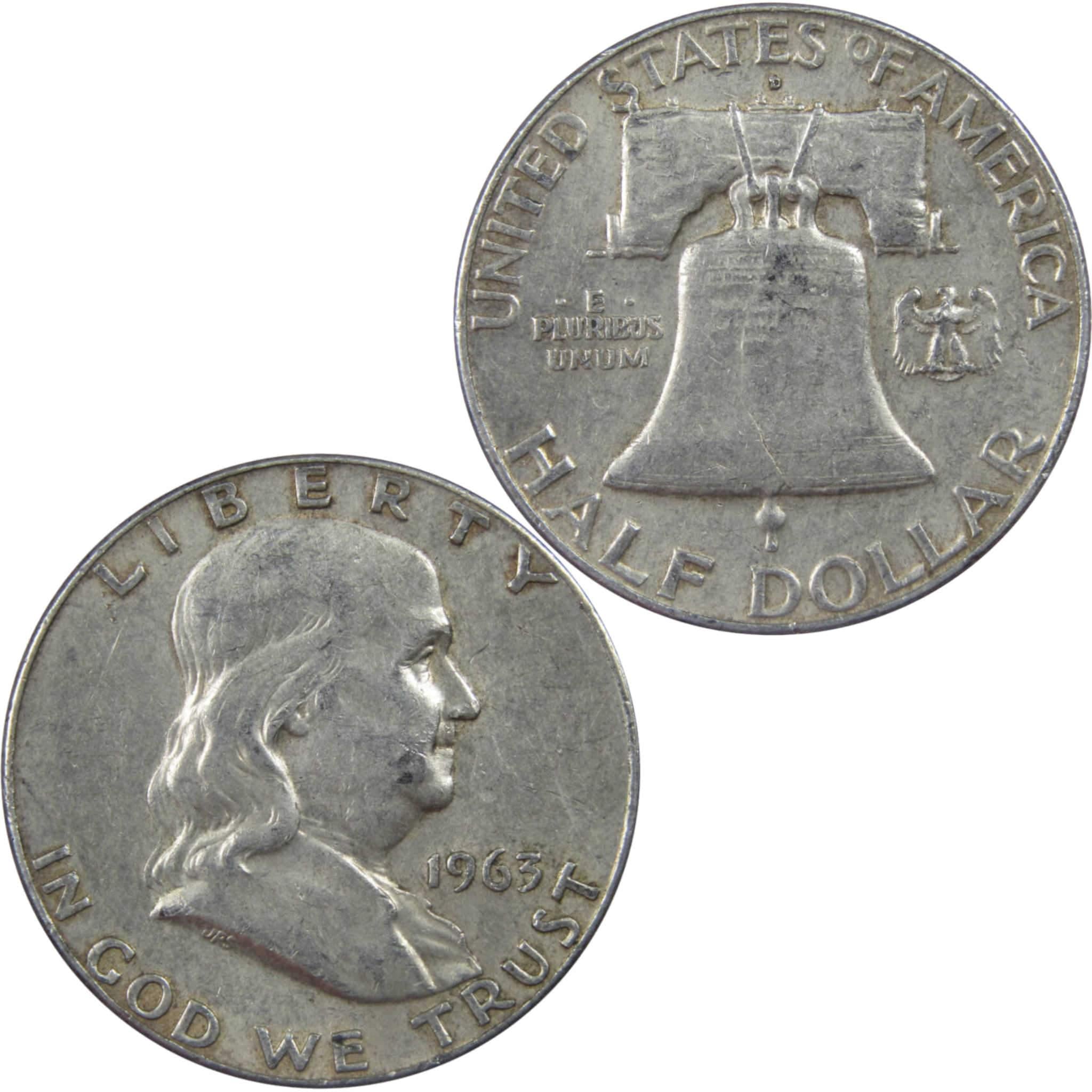 1963 D Franklin Half Dollar XF EF Extremely Fine 90% Silver 50c US Coin