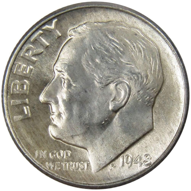 1948 Roosevelt Dime BU Uncirculated Mint State 90% Silver 10c US Coin - Roosevelt coin - Profile Coins &amp; Collectibles
