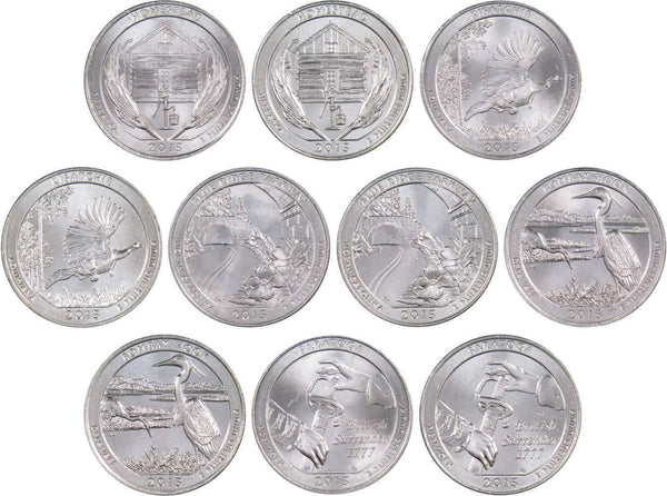 2015 P&D National Park Quarter 10 Coin Set Uncirculated Mint State 25c - National Park Quarters - America the Beautiful Quarters - National Park Quarter Sets - Profile Coins &amp; Collectibles