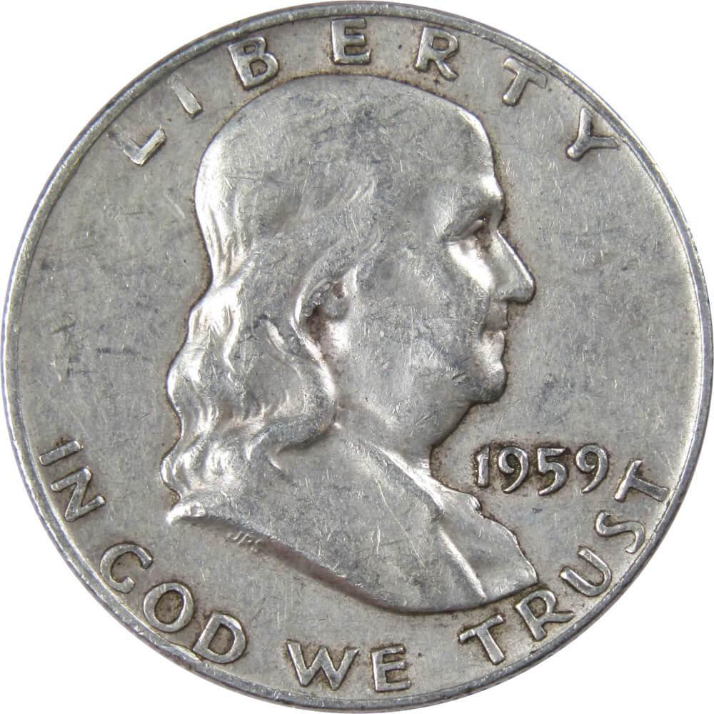1959 D Franklin Half Dollar VF Very Fine 90% Silver 50c US Coin Collectible