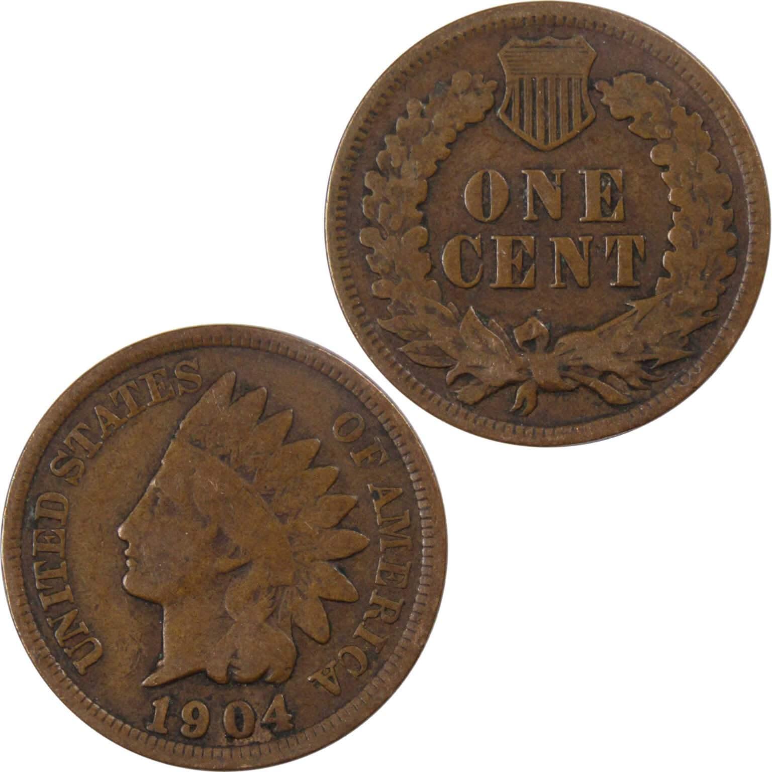 1904 Indian Head Cent G Good Bronze Penny 1c Coin Collectible