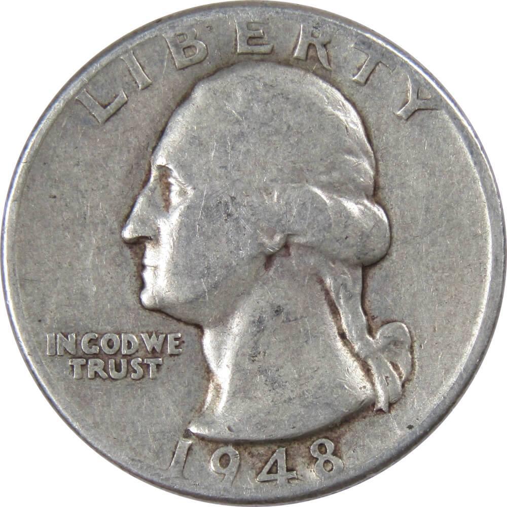 1948 D Washington Quarter VG Very Good 90% Silver 25c US Coin Collectible