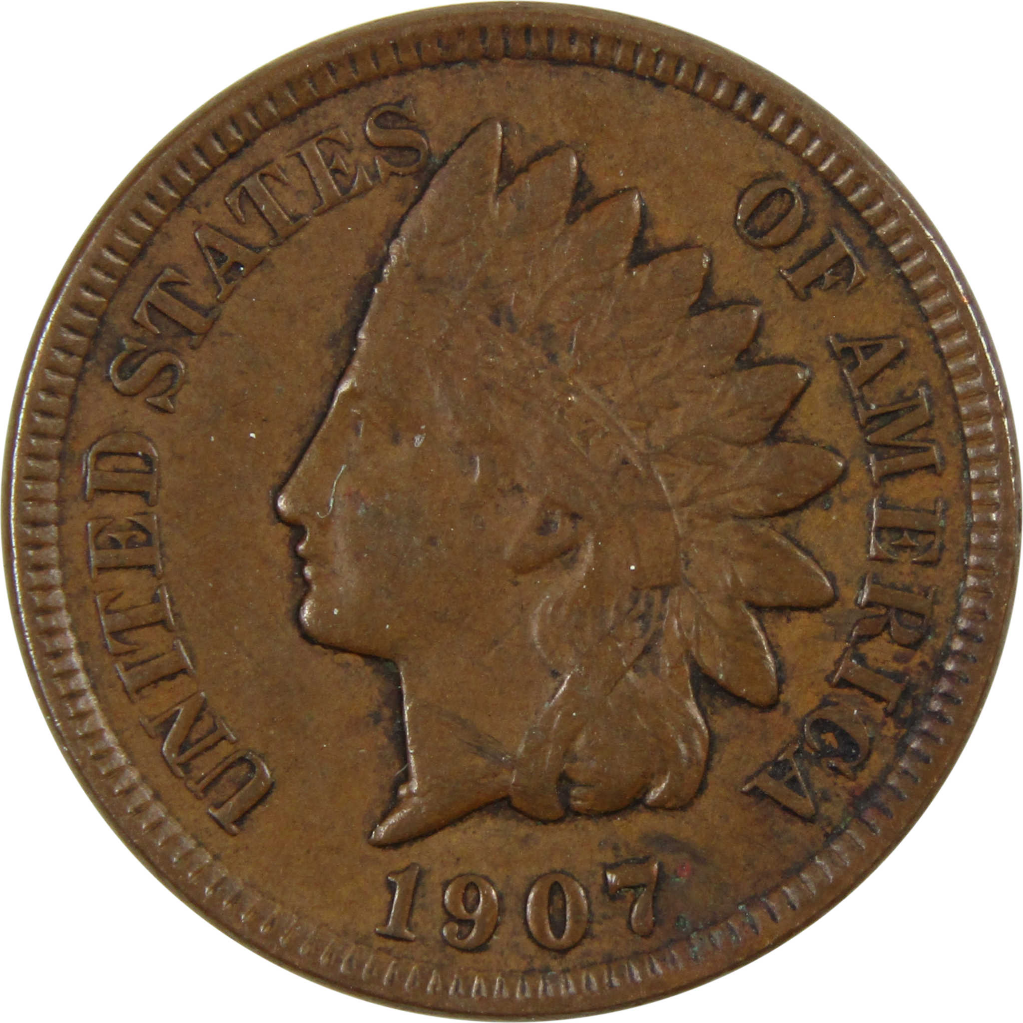 1907 Indian Head Cent XF EF Extremely Fine Penny 1c Coin SKU:I4046