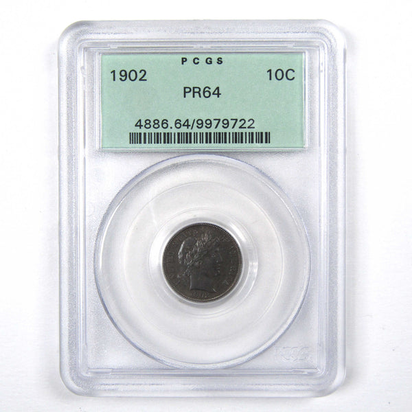 1902 Barber Dime PR 64 PCGS 90% Silver 10c Proof Type Coin SKU:I3187