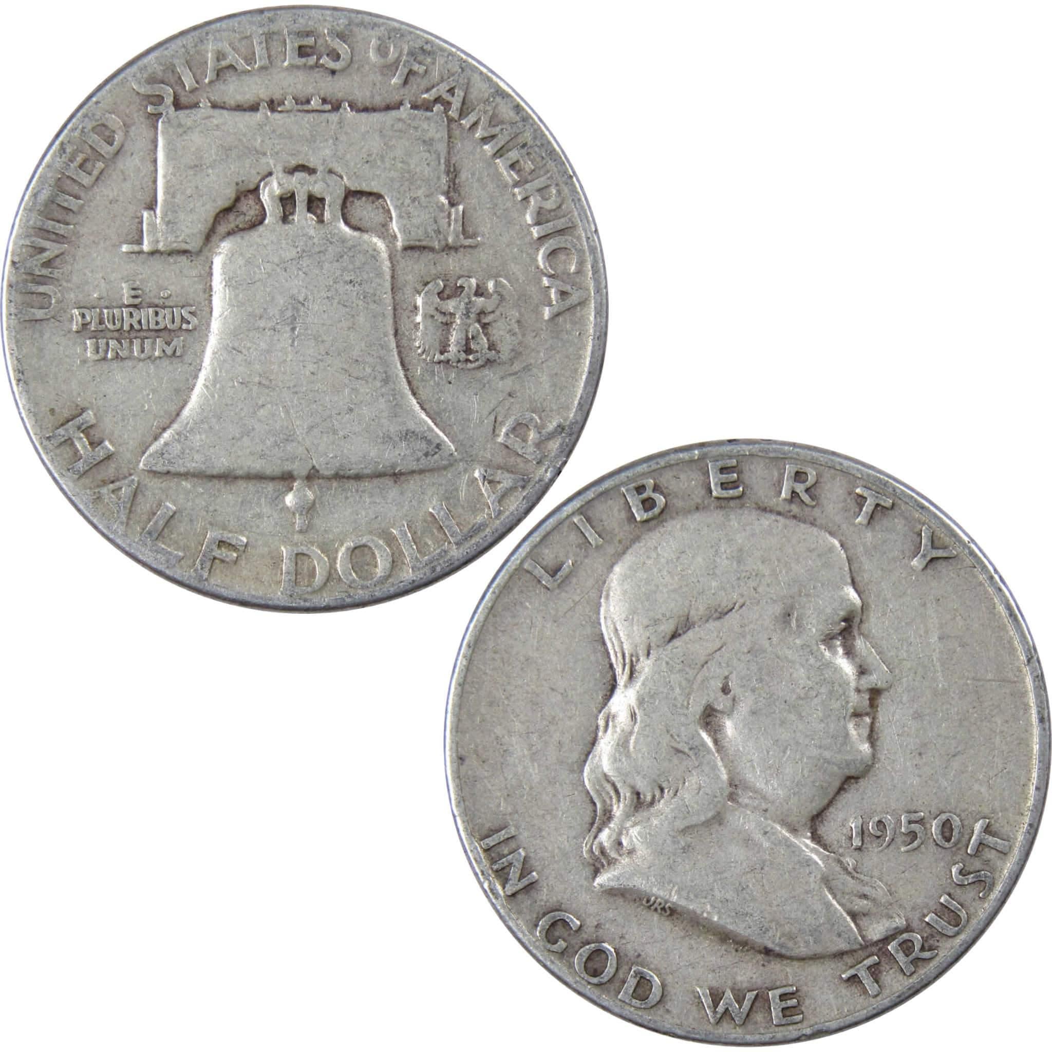 1950 Franklin Half Dollar VG Very Good 90% Silver 50c US Coin Collectible
