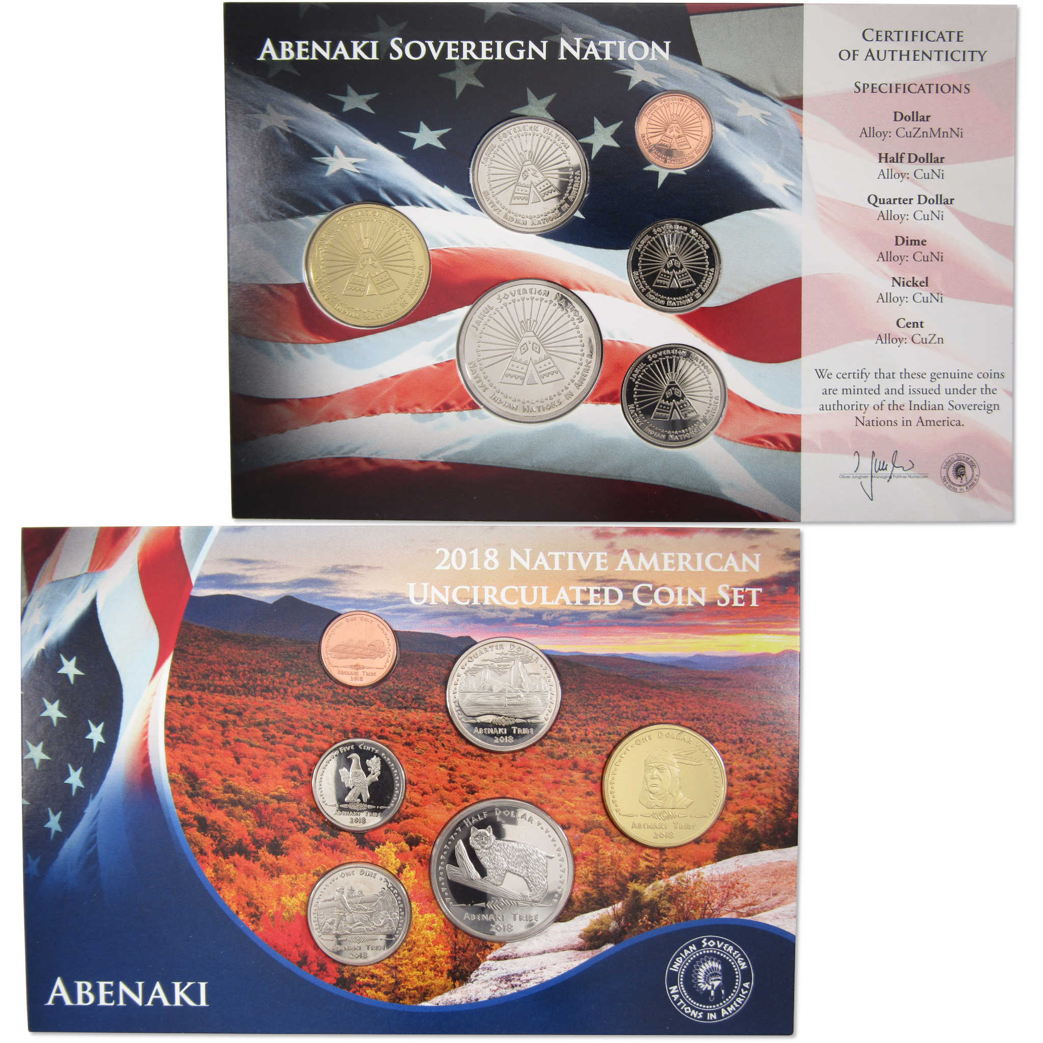 2018 Jamul Native American Abenaki Sovereign Nation Uncirculated Coin Set