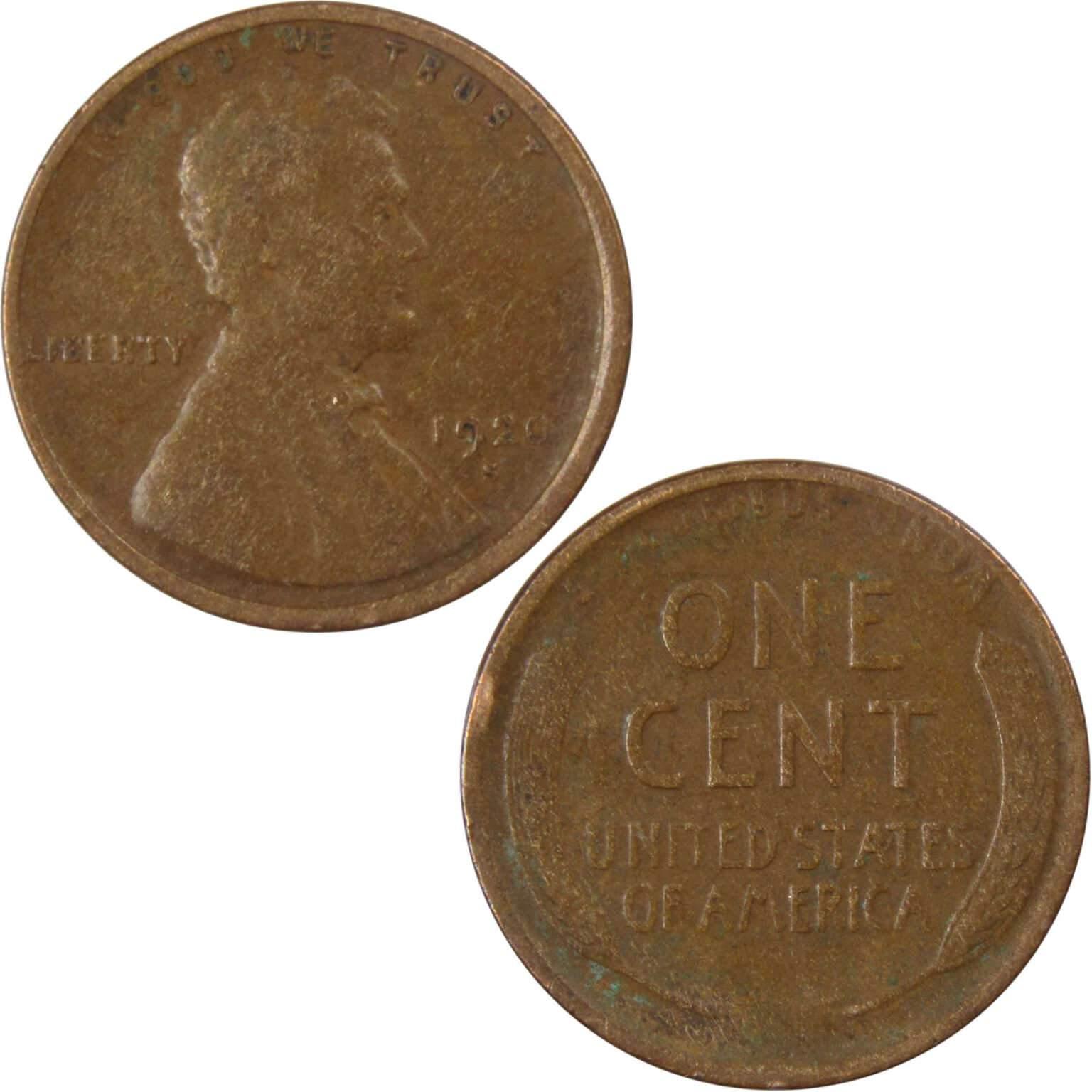 1920 S Lincoln Wheat Cent F Fine Bronze Penny 1c Coin Collectible
