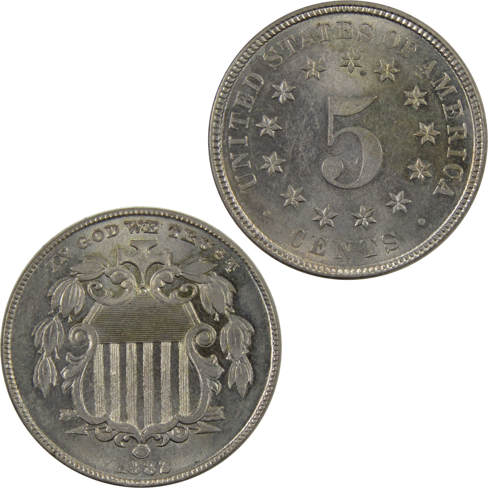 1882 Shield Nickel BU Choice Uncirculated 5c Coin SKU:I5058