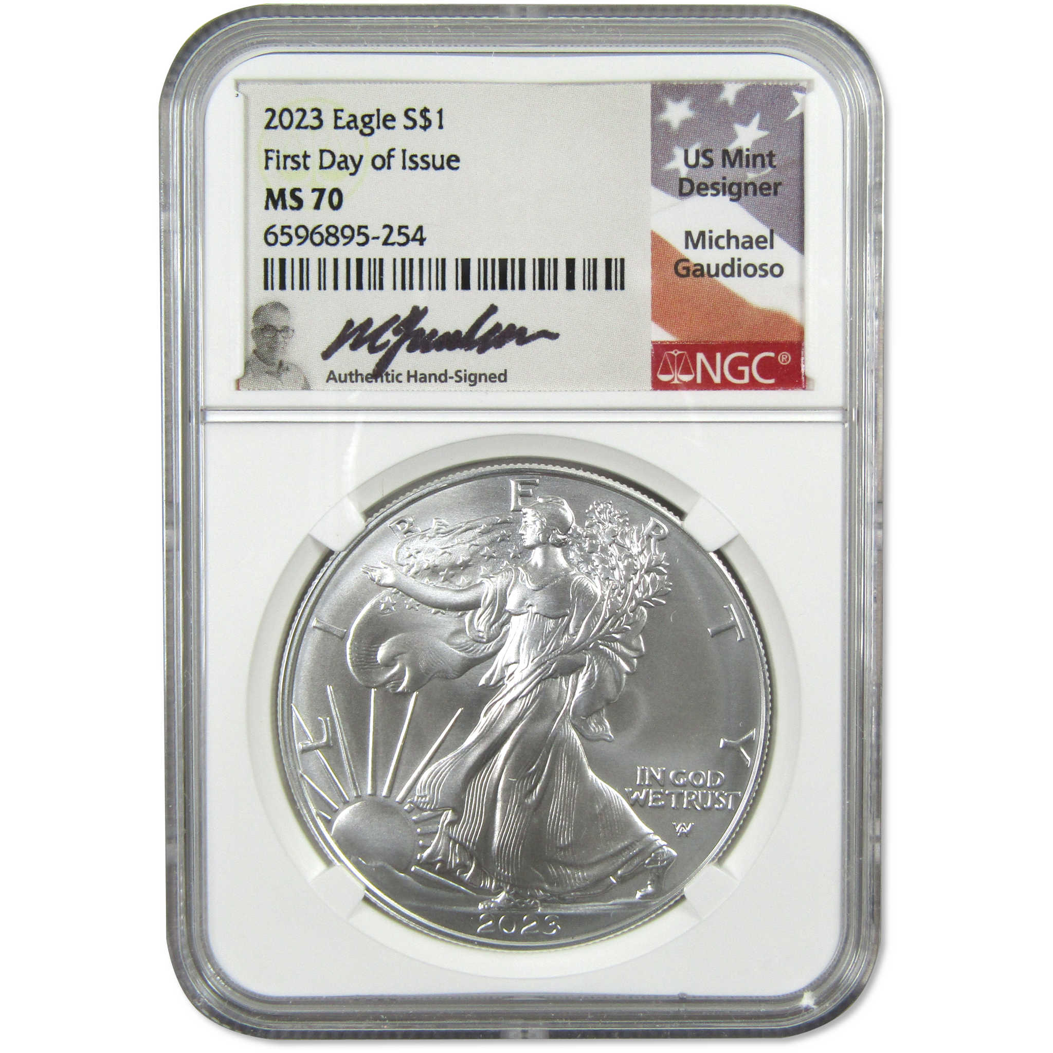 2023 American Silver Eagle MS 70 NGC First Day Gaudioso SKU:OPC91