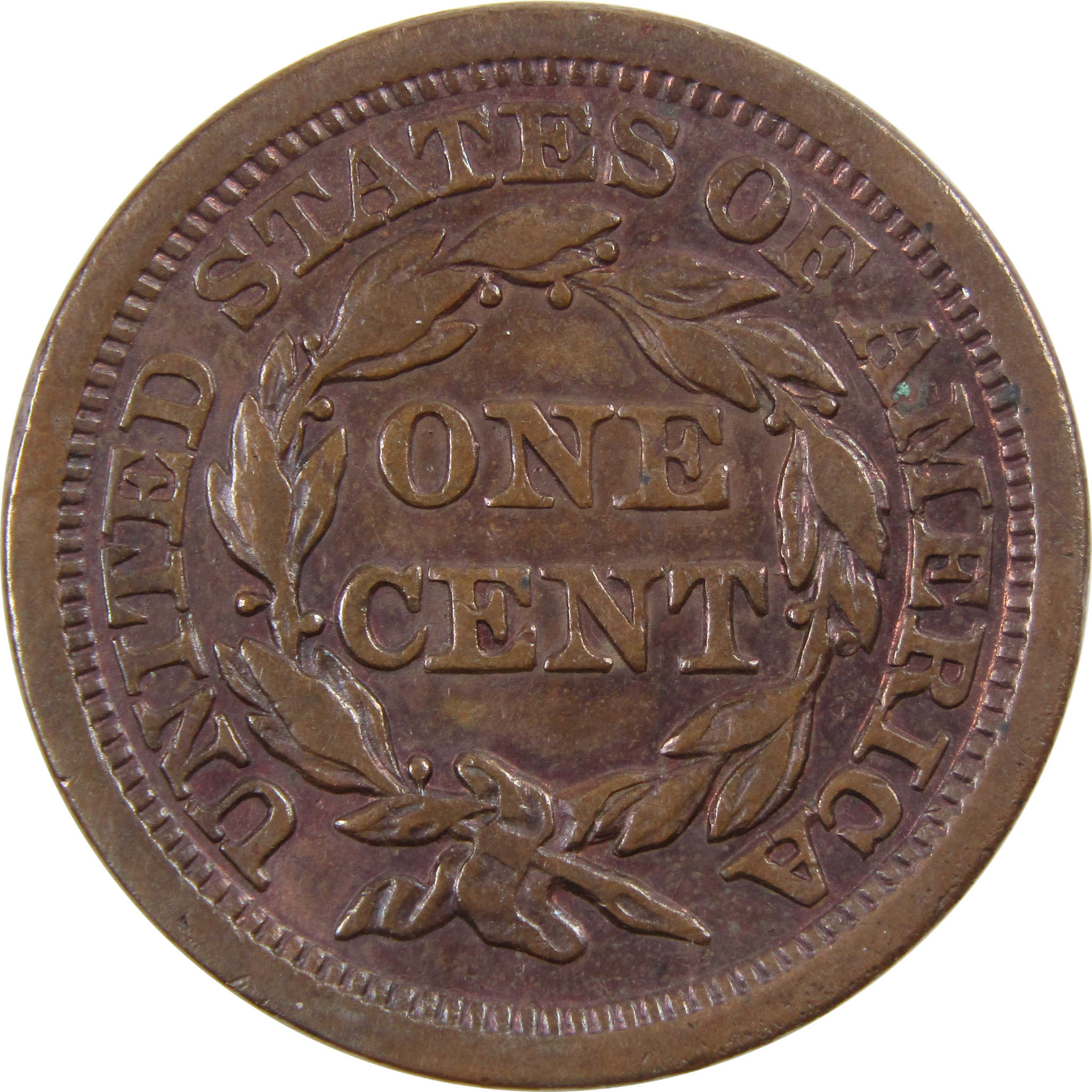 1853 Braided Hair Large Cent About Uncirculated Copper Penny SKU:I3518