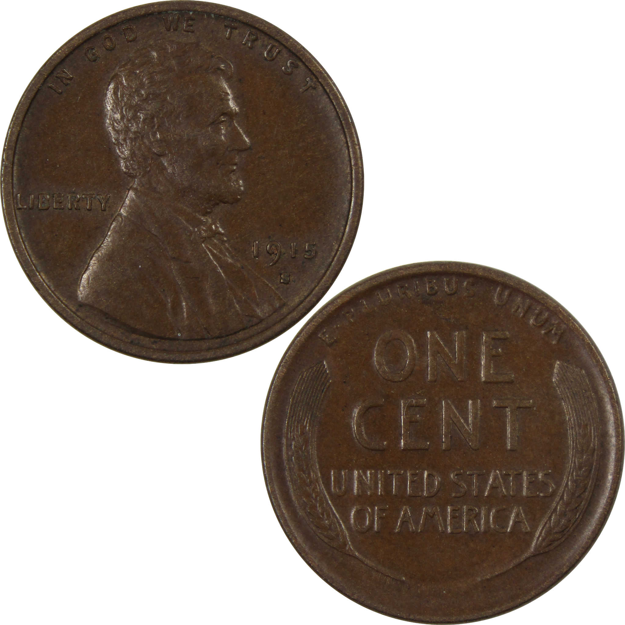 1915 S Lincoln Wheat Cent Borderline Uncirculated Penny Coin SKU:I4321