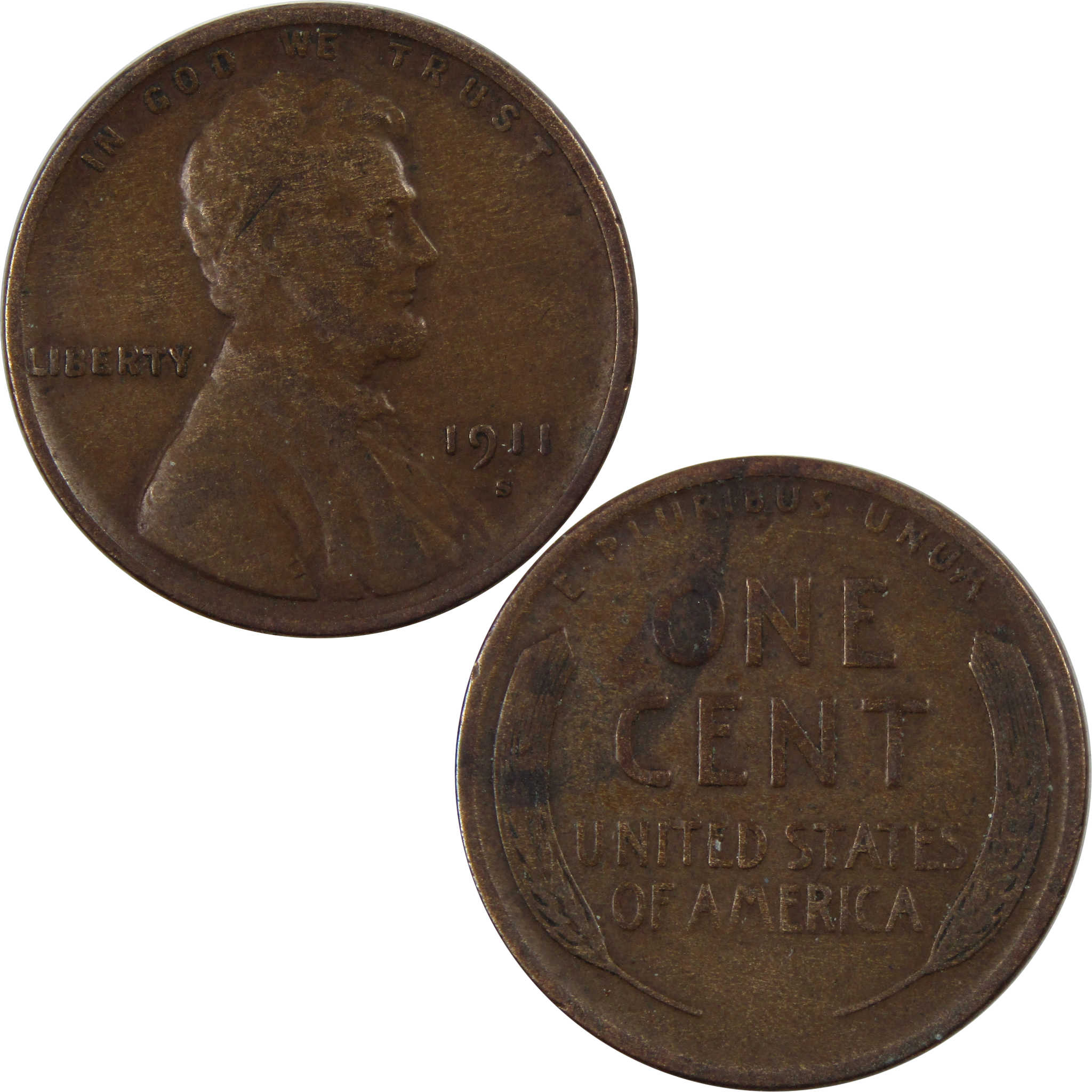 1911 Lincoln Wheat S Cent F Fine Penny 1c Coin SKU:I7261