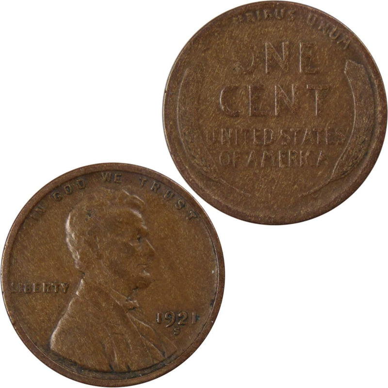 1921 S Lincoln Wheat Cent VG Very Good Bronze Penny 1c Coin Collectible - Lincoln Cent - Profile Coins &amp; Collectibles