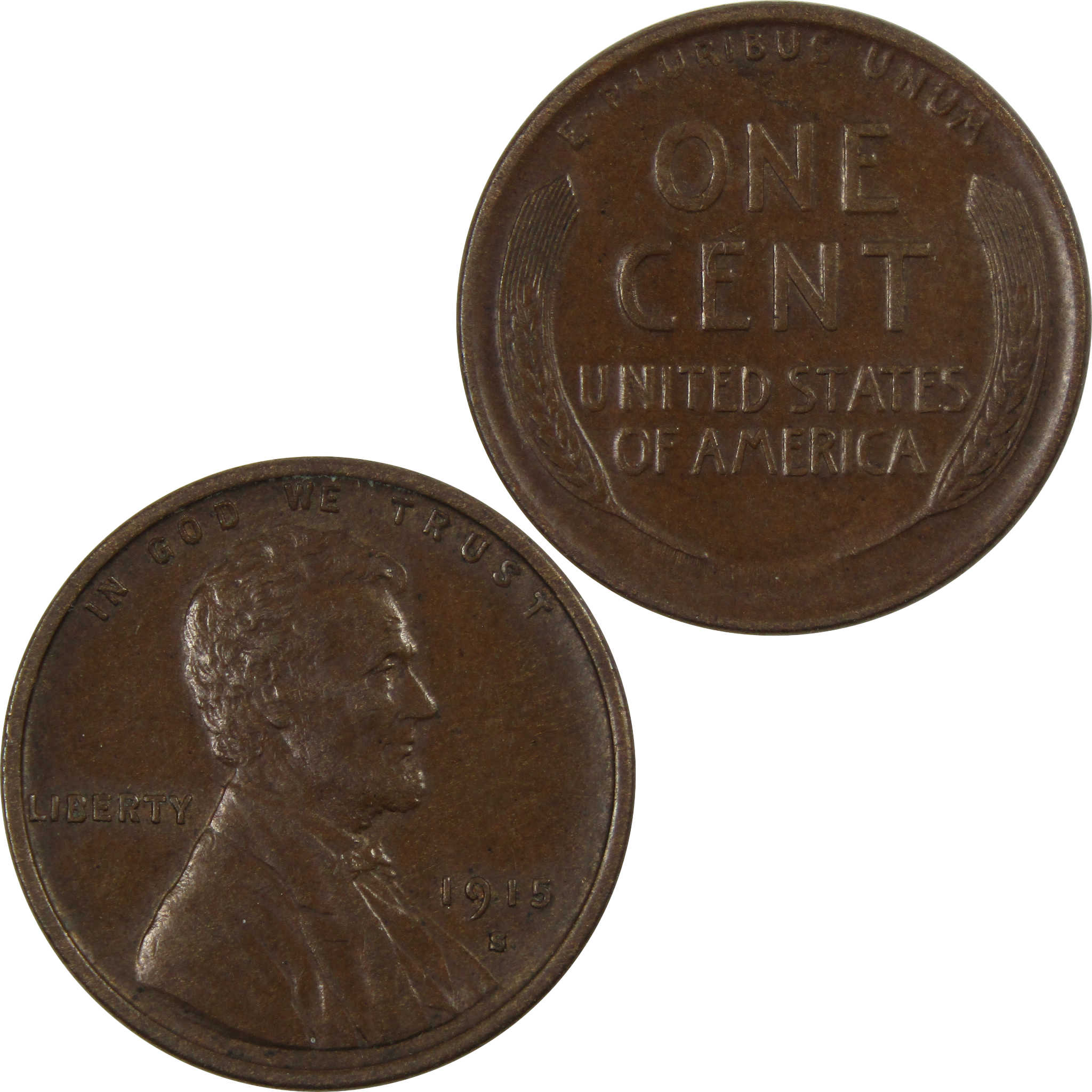 1915 S Lincoln Wheat Cent Borderline Uncirculated Penny Coin SKU:I4321