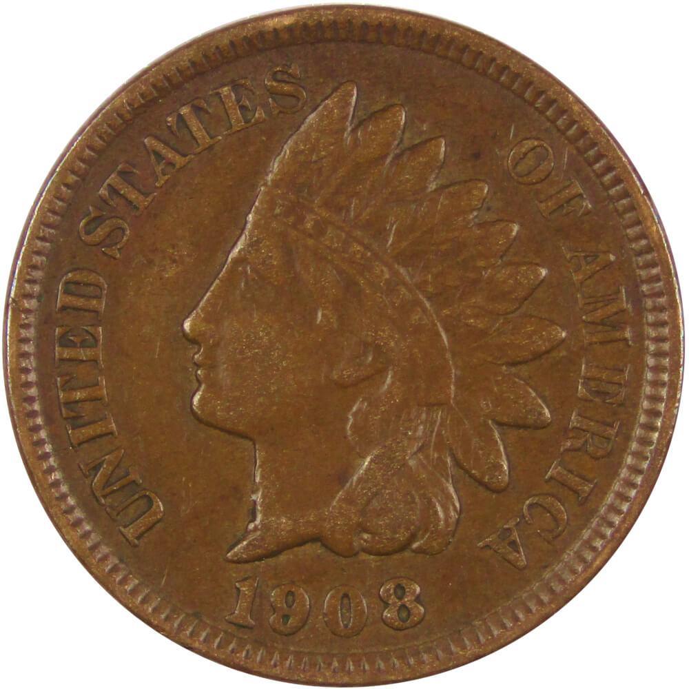 1908 Indian Head Cent VF Very Fine Bronze Penny 1c Coin Collectible