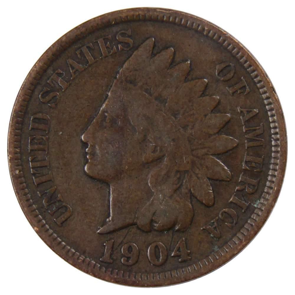 1904 Indian Head Cent VG Very Good Bronze Penny 1c Coin Collectible